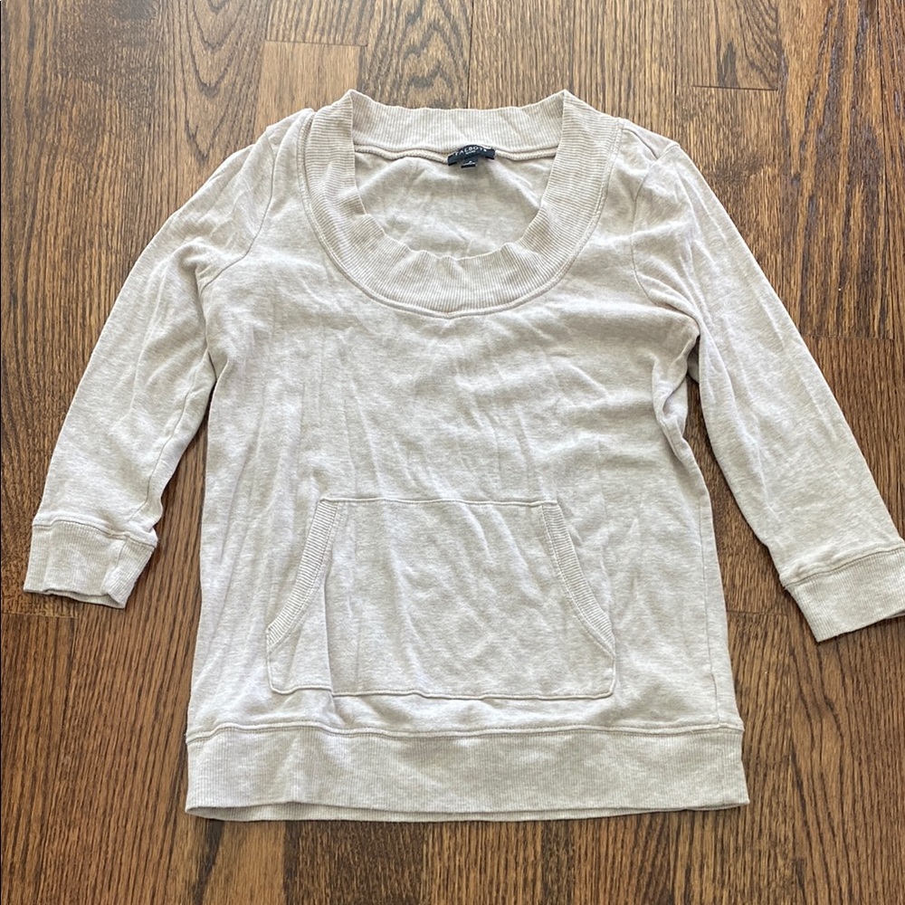 Cream Long Sleeve Top with Pocket